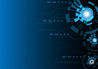 Illustration or vector of circle blue abstract engineering technology background, communication and innovation concept 