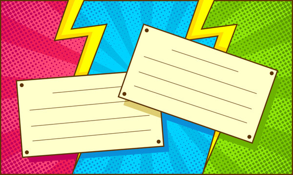 Blank note comic design isolated on colorful background