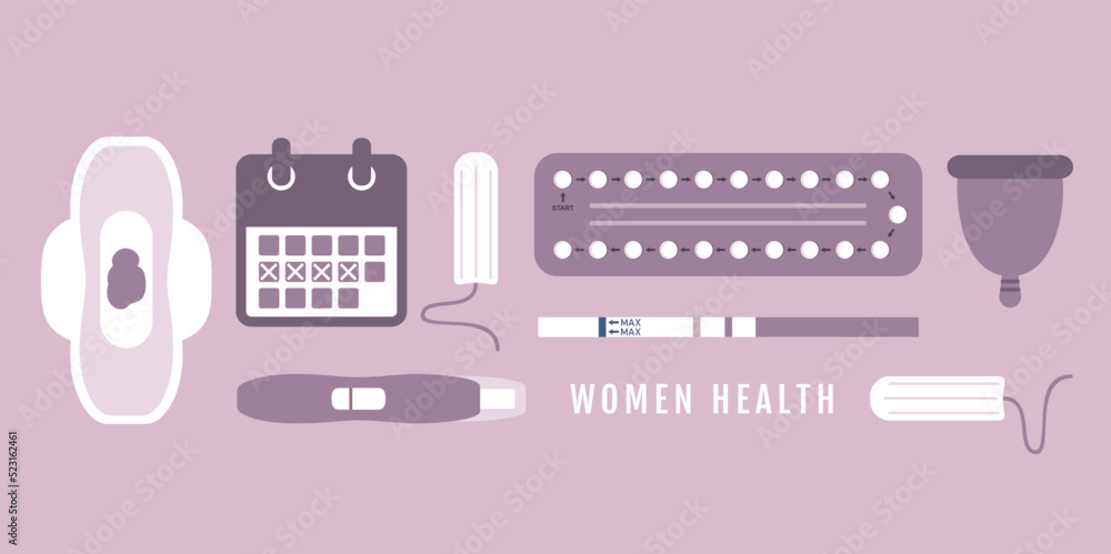 Wall mural women health contraception and hygiene info graphic