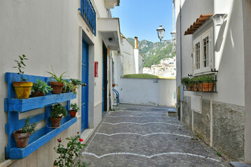 An alley in Albori, a village in the mountains of the Amalfi coast in Italy.