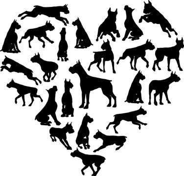 A Boxer or similar dog heart silhouette concept for someone who loves their pet