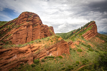 Jeti-Ögüz Rocks, kyrgyzstan, issyk kul region, red rocks, rock formation, central asia
