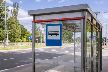 Bus stop on Slowackiego Street Warsaw, Poland