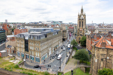Newcastle upon Tyne UK - July 31st 2012: Newcastle Skyline railway though the city. View from...