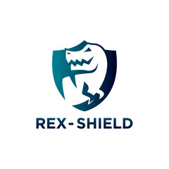 Modern t-rex shield logo illustration design