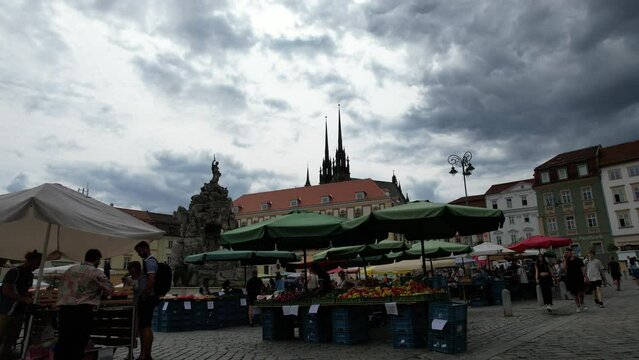 Brno historical city center, cathedral,town square,Czech republic,Europe, cinematic	
