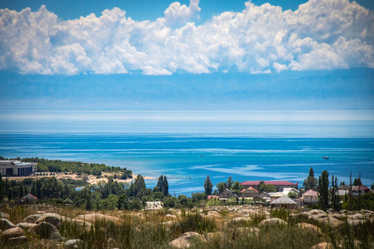 shore of issyk kul lake near cholpon-ata, Kyrgyzstan, holiday, vacation, summer, central asia