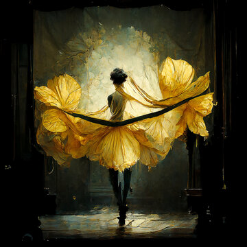 ballerina abstract art yellow