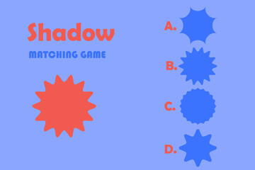 Matching game. Geometric figures connection with shadows. Abstract silhouette shapes. Educational kids quiz. Learning simple forms. Mind development task. Vector riddle worksheet design