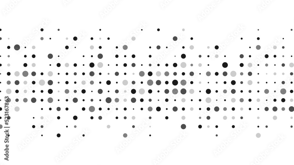 Poster halftone abstract background of dots. monochrome texture of particles. chaotic ornament. linear patt