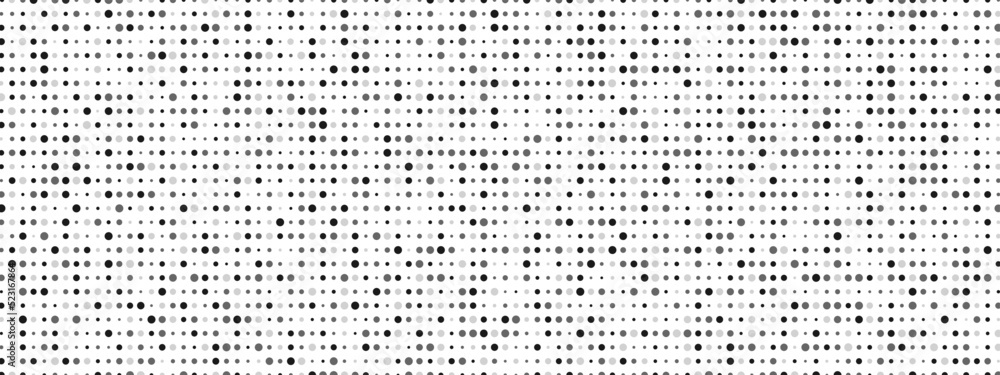 Poster halftone abstract background of dots. monochrome texture of particles. chaotic ornament. linear patt