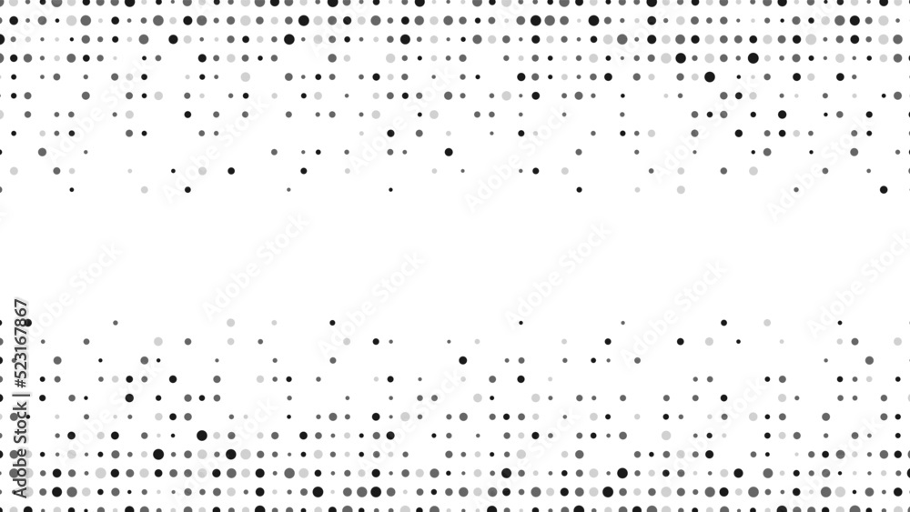 Poster halftone abstract background of dots. monochrome texture of particles. chaotic ornament. linear patt
