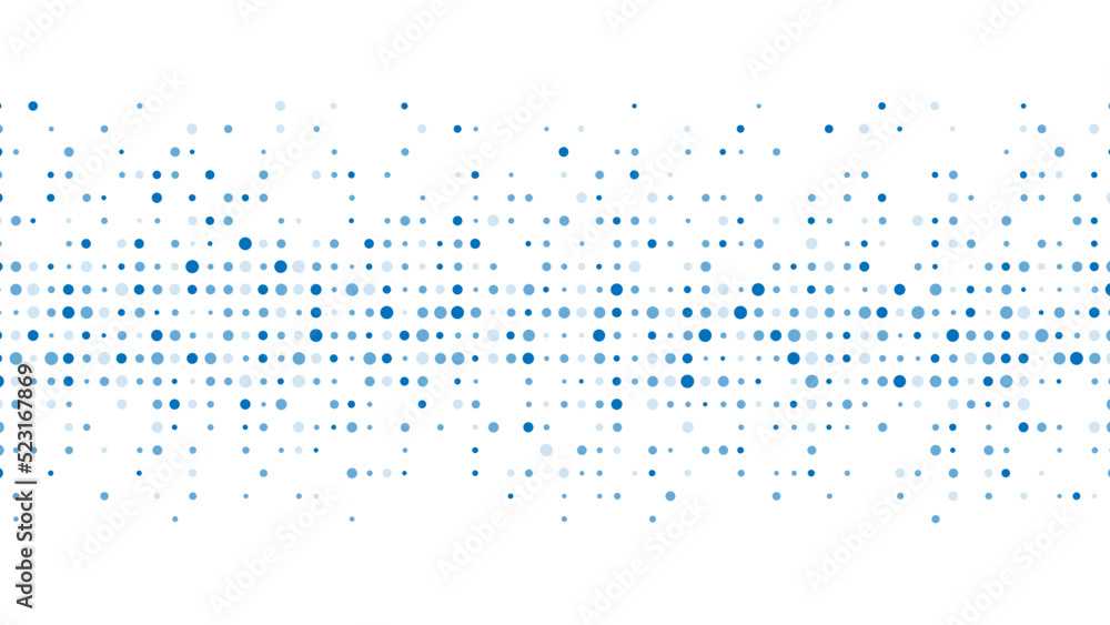 Poster blue abstract background of dots. texture of random particles. chaotic ornament, mosaic. linear patt