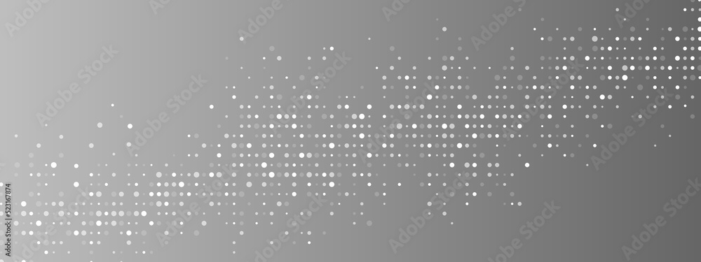 Poster halftone abstract background of dots. monochrome texture of particles. chaotic ornament. linear patt