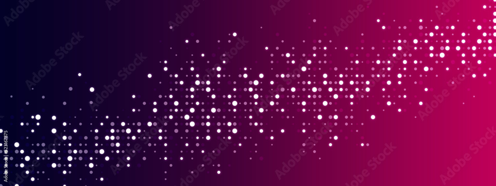 Poster purple abstract background of dots. texture of random particles, mosaic. chaotic ornament. linear pa