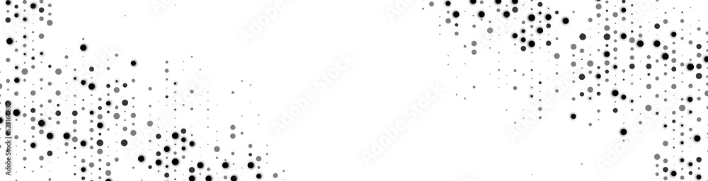 Poster halftone abstract background of dots. monochrome texture of particles. chaotic ornament. linear patt