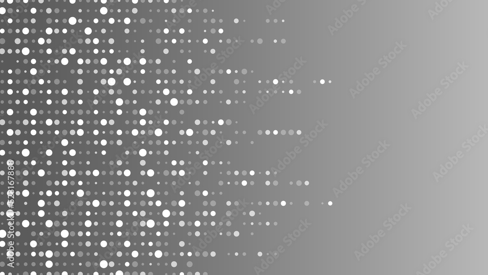 Poster halftone abstract background of dots. monochrome texture of particles. chaotic ornament. linear patt