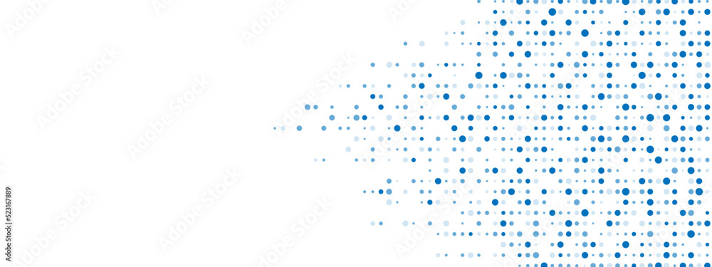 Poster blue abstract background of dots. texture of random particles. chaotic ornament, mosaic. linear patt