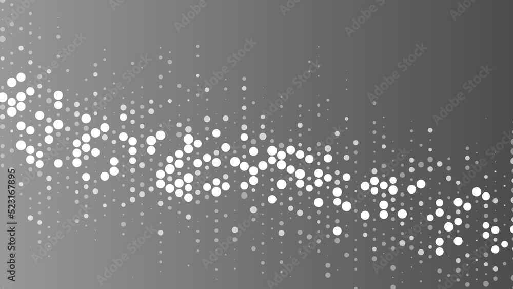 Poster halftone abstract background of dots. monochrome texture of particles. chaotic ornament. linear patt