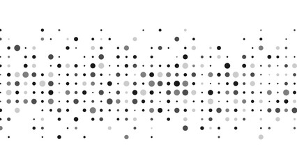 Halftone abstract background of dots. Monochrome texture of particles. Chaotic ornament. Linear pattern of small point. Design of banner, poster for website, frame for social networks. Vector