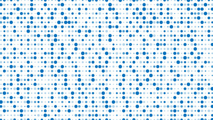 Blue abstract background of dots. Texture of random particles. Chaotic ornament, mosaic. Linear pattern of small dots. Design of banner, poster website, frame social networks. Vector illustration.