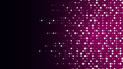 Purple abstract background of dots. Texture of random particles, mosaic. Chaotic ornament. Linear pattern of small points. Design of banner, poster for website, frame for social networks. Vector