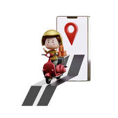 3d  courier  of package delivery illustration
