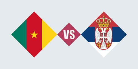 Cameroon vs Serbia flag concept. Vector illustration.