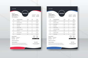 Invoice or Bill A4 template design for shop