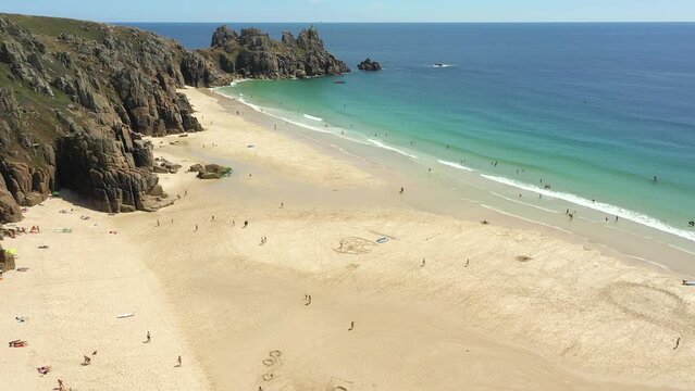 United Kingdom, Cornwall, Porthcurno, Pednvounder Beach