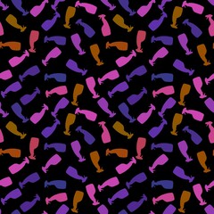 Cartoon silhouette seamless spray bottle washing pattern for Covid-19 accessories and wrapping paper