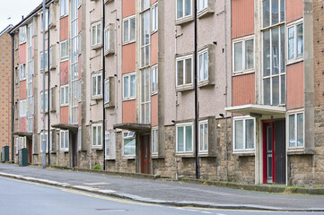 Council flats in poor housing estate with many social welfare issues in Paisley