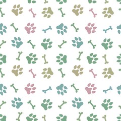  Animals seamless dogs footprints and bones pattern for clothes print and kids and fabrics and wrapping