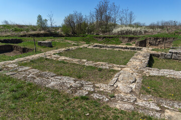Fototapeta na wymiar Ruins of The capital of the First Bulgarian Empire medieval stronghold Pliska, Shumen Region, Bulgaria