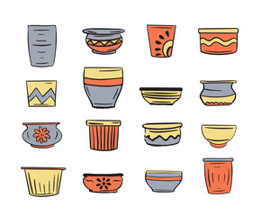 Pots for home flowers and plants Gardening.Interior concept.Vector illustration.