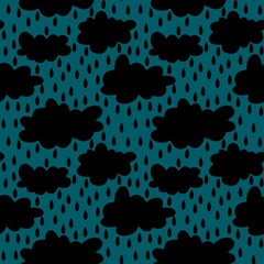 Cartoon seamless clouds and rain drops pattern for kids clothes print and accessories and notebooks and wrapping