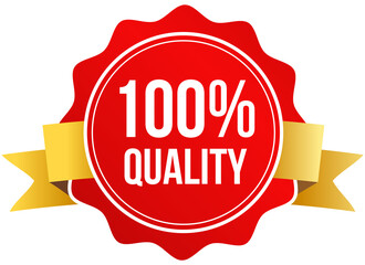 Premium red badge texture background, 100%Quality, guarantee icon, Promotion market place, PNG file. 