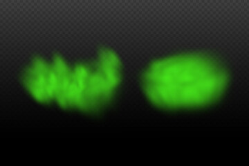 Dust green poisonous cloud with particles with dirt,cigarette smoke and smog. Realistic vector isolated on transparent background. Concept air pollution,big explosion.