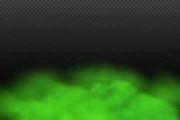 Dust green poisonous cloud with particles with dirt,cigarette smoke and smog. Realistic vector isolated on transparent background. Concept air pollution,big explosion.
