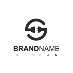 Electric Logo Using Letter S And Plug Icon