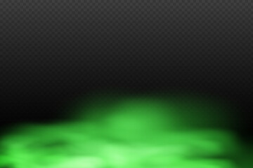 Dust green poisonous cloud with particles with dirt,cigarette smoke and smog. Realistic vector isolated on transparent background. Concept air pollution,big explosion.
