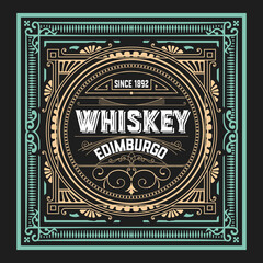 Whiskey label with old frames