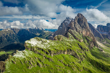 Fototapeta na wymiar Seceda in South Tyrol, Dolomites from above, Italy