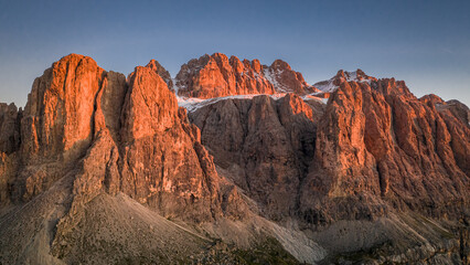 Passo Garden and Val de Setus peak at sunset, Dolomites