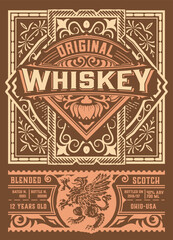 Whiskey label with old frames