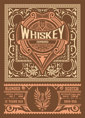 Whiskey label with old frames