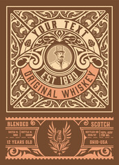 Whiskey label with old frames