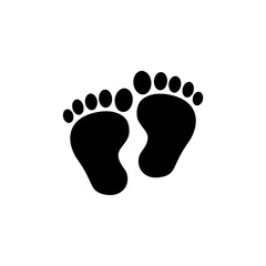 Fototapeta na wymiar Human baby feet icon on white background