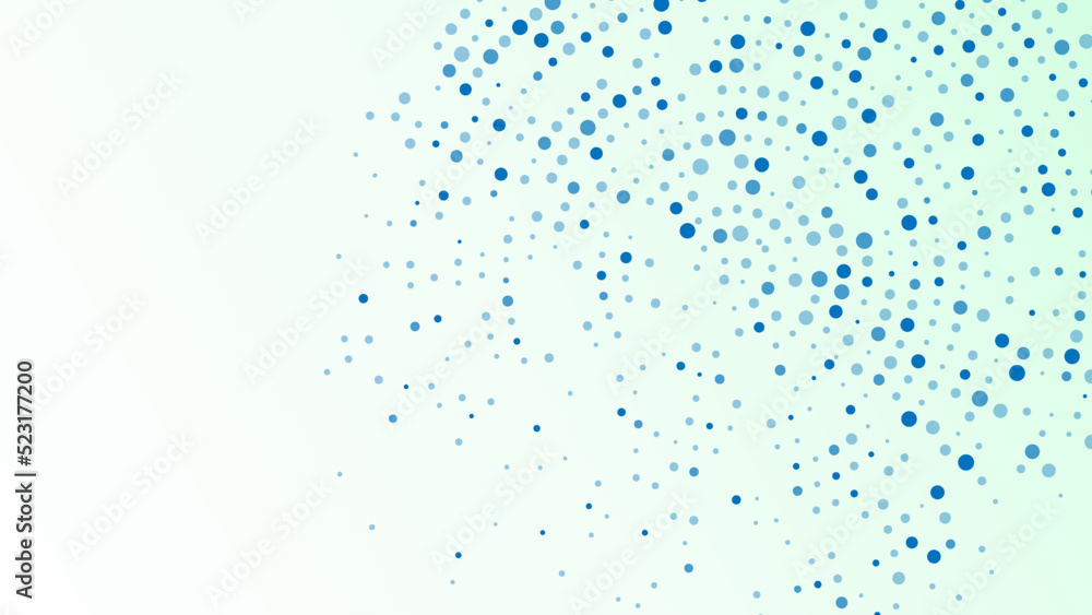 Poster blue vector abstract background of circular dots. texture of particles. random maze, puzzle. chaotic