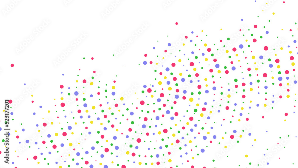 Poster rainbow vector abstract background of circular dots. texture of particles. random maze, puzzle. chao